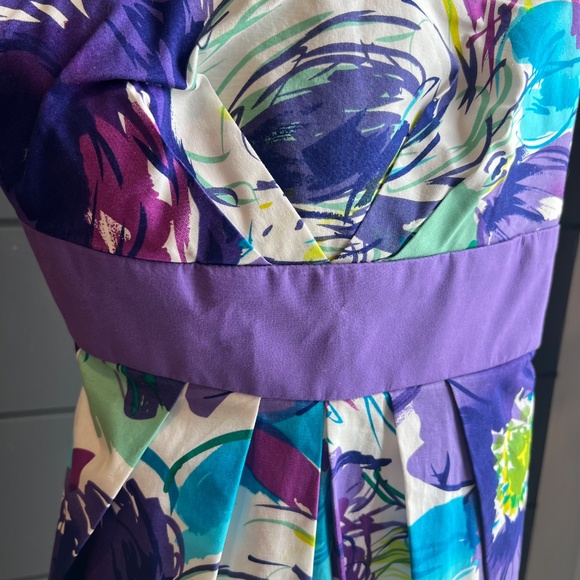 NWOT Strapless Dress in White & Purple - Picture 6 of 7